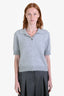Lisa Yang Grey Brushed Cashmere Short Sleeve Polo Sweater Size 2