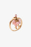 Christian Dior Gold Tone Beaded 'D' Charm Ring Size 6