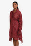 Isabel Marant Etoile Burgundy Cotton Floral Long Sleeve Wrap Midi Dress Size 38