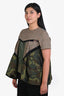 Sacai Brown/Olive Green Camo and Glencheck Blouson Short Sleeve Top Size 3