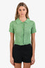 Acne Studios Green Linen-Blend Knit Short-Sleeve Cropped Cardigan Size XS