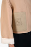 Fendi Camel Wool FF Leather Pocket Hooded Jacket Size 38
