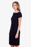 Prada Navy Wool Bateau Neckline Knee-Length Dress Size 44