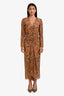 Veronica Beard Mustard Paisley Print Silk 'Ferrara' Ruched Maxi Dress Size 4