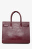 Saint Laurent Burgundy Embossed Croc Leather Baby Sac de Jour With Strap