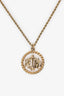 Christian Dior Vintage Gold Tone Logo Coin Pendant Necklace