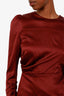 Zimmermann Burgundy Silk Draped Long Sleeve Maxi Dress Size 0