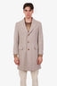Brunello Cucinelli Beige Wool Cashmere Herringbone Coat Size 46 Men's