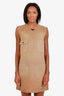Prada 24SS Brown Distressed Canvas Triangle Logo Sleeveless Mini Dress Size 40