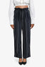 Vince Navy/White Striped Silk Drawstring Waist Trousers Size S