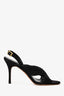 Manolo Blahnik Black Mesh 'Drapia' Slingback Heels Size 36.5