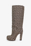 Gucci Brown/Beige Canvas G Rhombus Platform Boots Size 41
