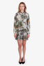 Christian Dior Green Printed Cotton Long Sleeve Mini Dress Size 4