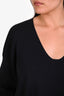 The Row Black Silk Cotton Knit V-Neck Sweater Size L