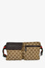 Gucci Brown Leather Canvas GG Supreme Belt Bag