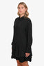 N.21 Black Silk Blend Drop Hem Pleated Shirt Dress Size 44