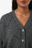 Maje Grey Wool Blend Sequins Argyle Cardigan Size 0