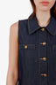 Sandro Blue Denim Pleated Sleeveless Mini Dress Size 36