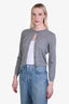 Theory Grey Wool Buttoned Cropped Cardigan Size S