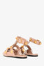 Valentino Dusty Pink Leather Roman Stud Ankle Strap Ballet Flats Size 36