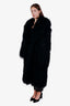 Twenty Fall Black Fur Silk 'Romy' Long Mongolian Coat Size L