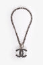 Pre-loved Chanel™ 2017 Silver Toned Grey Crystal CC Toggle Necklace