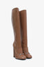 Gucci Nude Patent Leather Knee High Heeled Horsebit Boots Size 40.5