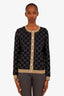 Gucci Black/Gold GG Glitter Rib Cotton Blend Cardigan Size M
