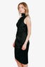 Ronny Kobo Black Silk One Shoulder Tie Midi Dress Size S