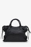 Balenciaga Black Leather Classic Motocross Small City Bag with Strap