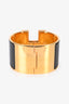 Hermès Gold Tone Metal/Black Enamel Clic H XL Bangle