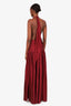 Mirror Palais Burgundy Silk Halter Neck Maxi Dress Size XXS