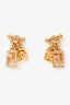 Versace Gold Tone Medusa & Crystal Embellished Greca Charm Earrings