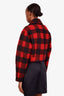 Veronica Beard Red/Black Plaid 'Benni' Moto Jacket Size XS