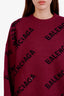 Balenciaga Purple/Black Wool Logo All Over Oversized Sweater Size S