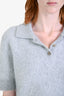 Lisa Yang Grey Brushed Cashmere Short Sleeve Polo Sweater Size 2