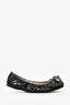 Miu Miu Dark Navy Patent Leather Crystal Embellished Flats Size 36.5