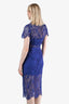 Self-Portrait Purple Lace Short Sleeve Embellished Button-Down Midi Dress with Belt Size 4