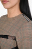 Sacai Brown/Olive Green Camo and Glencheck Blouson Short Sleeve Top Size 3