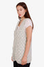 Pre-loved Chanel™ 23S Green/White Checkered 4-Pocket Knit Vest Size 38