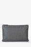 Bottega Veneta Grey Leather Intrecciato Zip Pouch