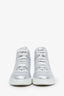 Pre-loved Chanel™ Silver Metallic Leather High Top CC Sneakers Size 39