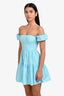 Staud Blue Cotton Ruffle Short Sleeve Mini Dress Size 0