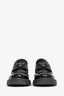 Prada Black Brushed Leather Triangle Plaque Logo Loafers Size 37