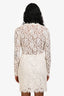 Iro Cream Lace Long Sleeve V-Neck Midi Dress Size 36
