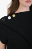 Proenza Schouler Black Rib Knit Top Button Shoulder Maxi Dress Size 10