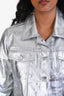 Frame Metallic Silver Denim 'Le Vintage' Jacket Size S