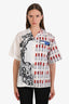 Prada 2018 White Multicolour Cotton Lipstick Print Button Down Shirt Size 38