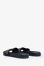 Pre-loved Chanel™ Navy Canvas Gold-Tone CC Chain Slides Size 40