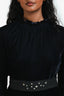 Maje Black Velvet Belted Long Sleeve Mini Dress Size 1